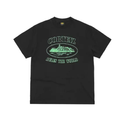 Corteiz Rules the World T Shirt Black/Green